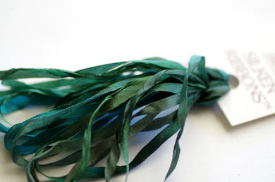 Silk Ribbon 7mm Green Leaves