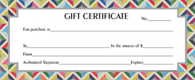 Gift Certificate to be mailed