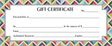 Gift Certificate to be Picked Up in-store